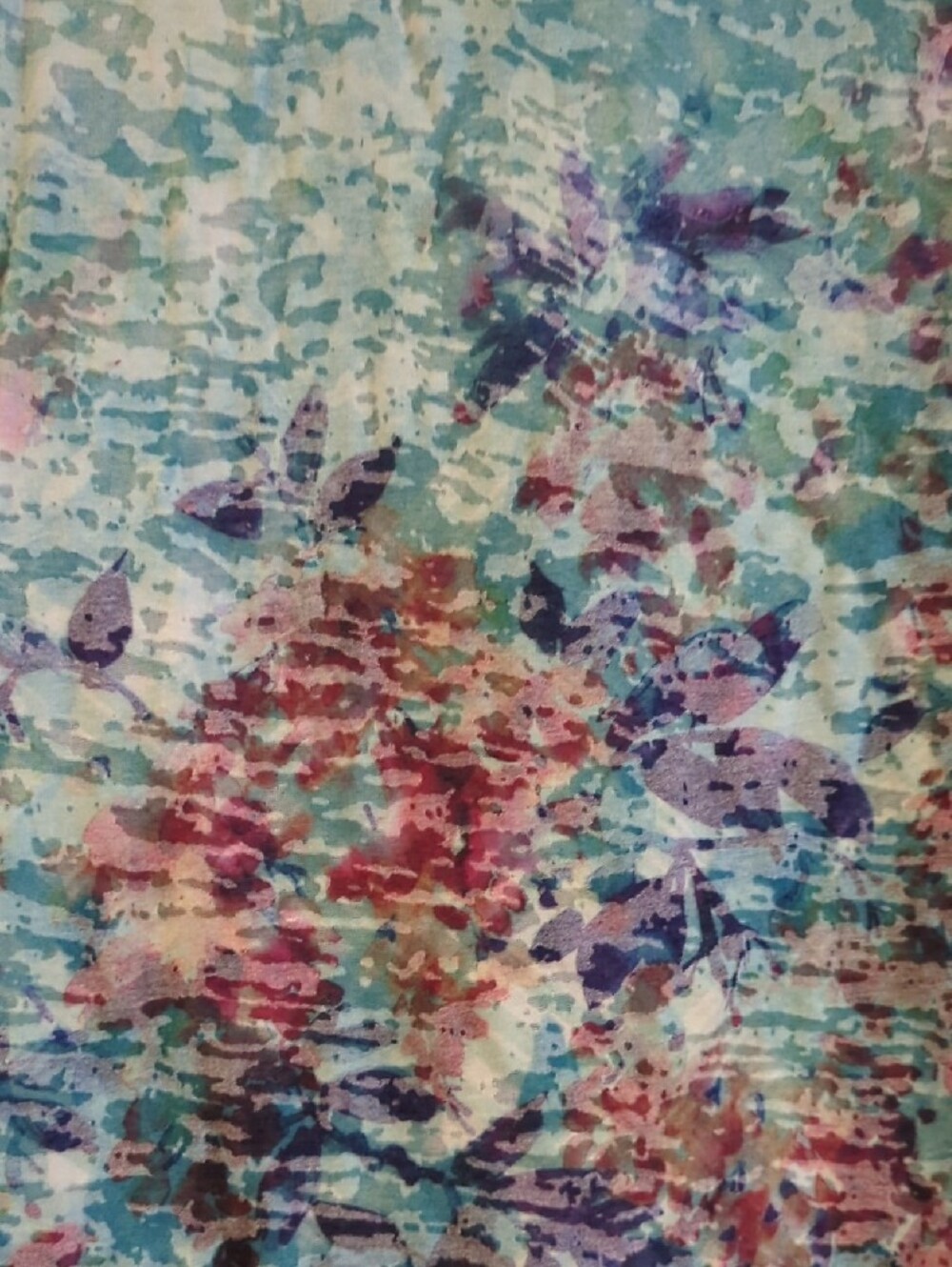 Coldwater Creek Aqua Multicolor Floral Wash Long-Sleeve Top - Picture 3 of 6